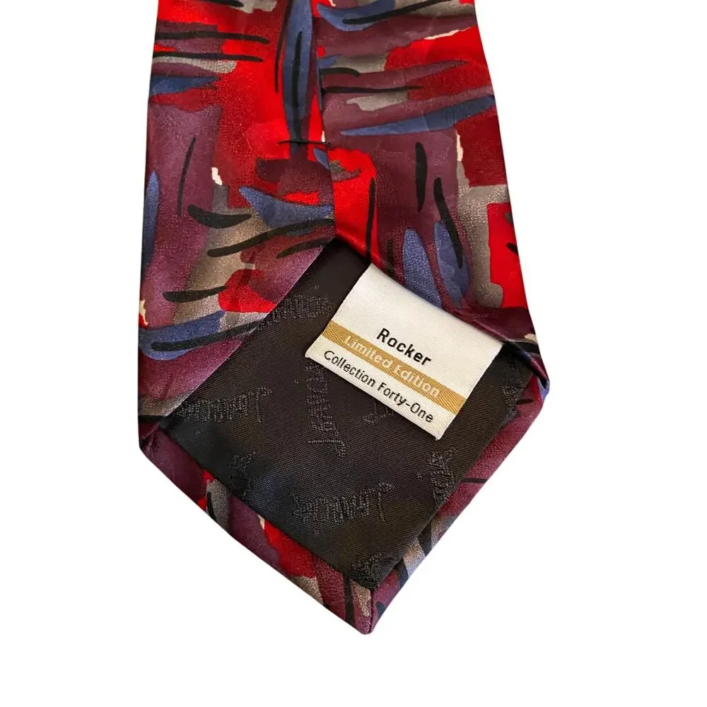 J Garcia Rocker Limited Edition Silk Tie Abstract Red Blue‎ Jerry Garcia